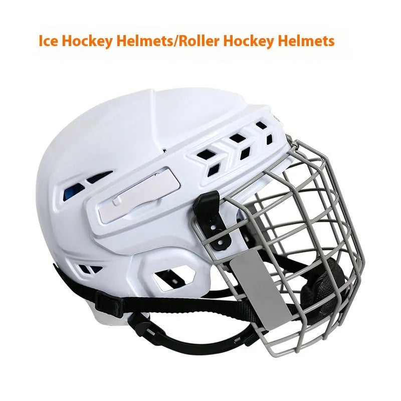Ice hockey helmet with carbon steel face mask for head protection in sports