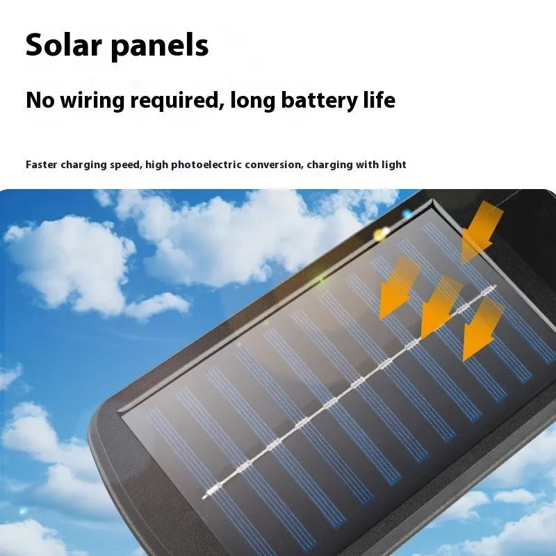 Solar induction street lamp with ABS shell, 360x110mm, for outdoor wall or garden use