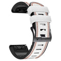 Silicone leather quick release watch strap for Garmin Fenix models in black, brown, light brown, and white