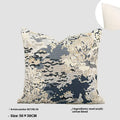 Blue flower and plant pattern decorative cushion in Chinese style, shown as square and lumbar pillow.