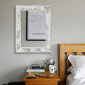 Wall-mounted retro Chinese style bathroom mirror with MDF frame in little white colour