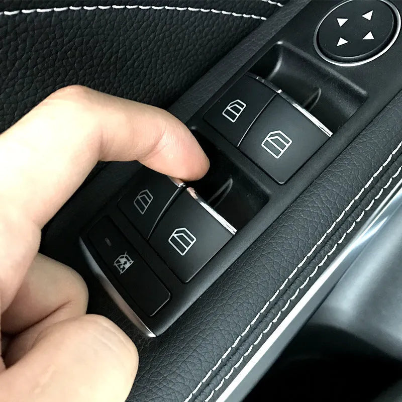 Black glitter decorative sticker for car window lift button made from durable ABS plastic material
