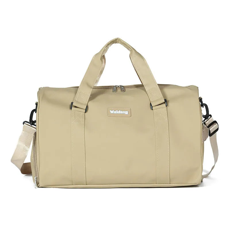 Portable large capacity Oxford cloth swimming bag in gray with 36-55L capacity and polyester lining.