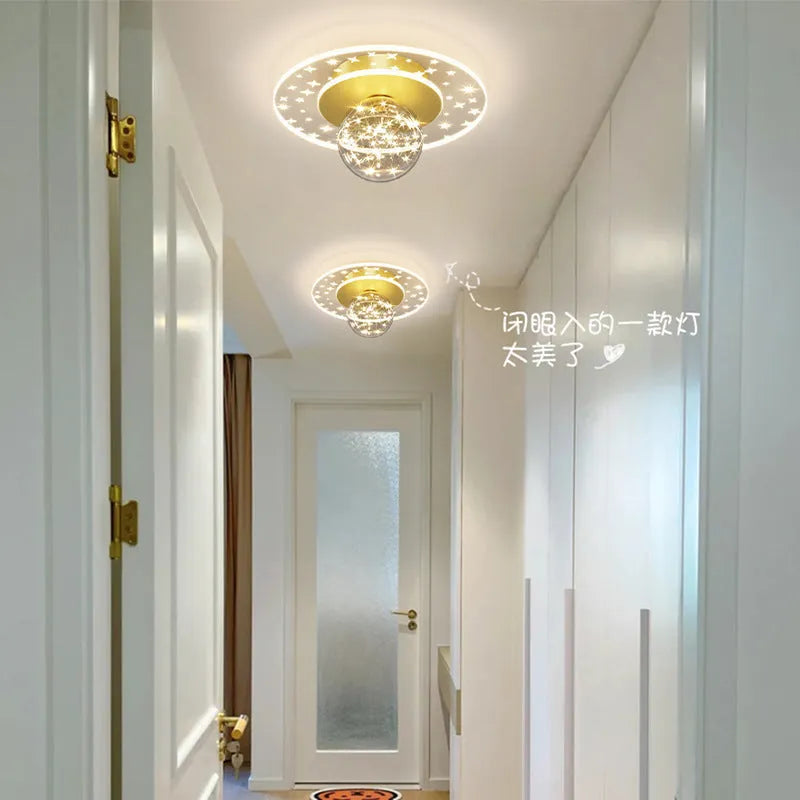 Modern minimalist corridor ceiling lamp with remote control in gold, black, or white finish