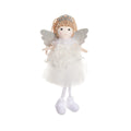 Fabric Christmas angel pendant hair clip with crown for high ponytails in khaki, pink, and white