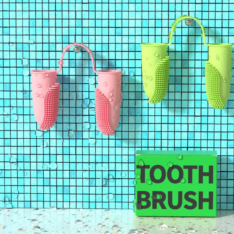 Pet dental cleaning finger set with double finger toothbrush in TPR material