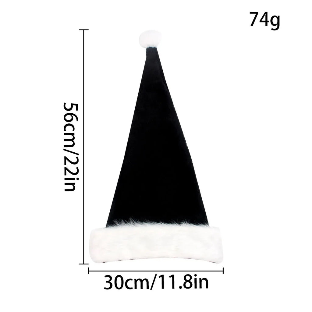Black thickened polyester plus-sized Christmas hat in European classical style, 56 by 30 centimetres