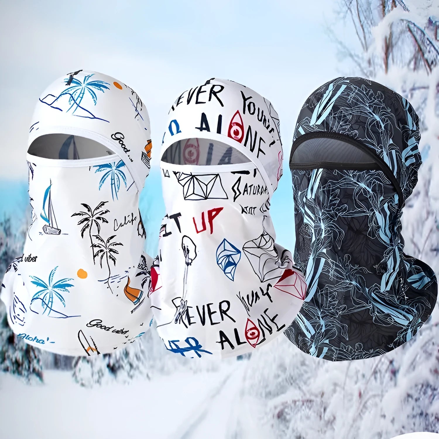 Cotton motorcycle head cover and gloves set in street style dome cap design for winter riding