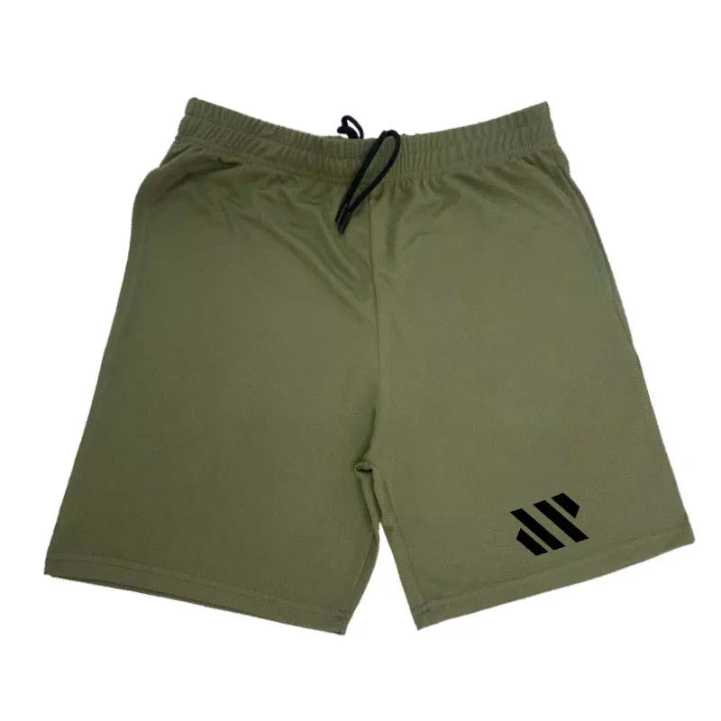 Loose-fitting metal silk sports shorts for running in various colours on a white background.