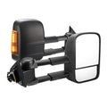 Black electric exterior rear view mirror for Nissan NP300 D23 with integrated light.