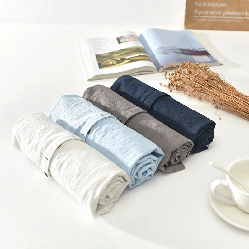 Men's stand collar short sleeve t-shirt, ice silk linen, loose fit, solid colour, button decoration