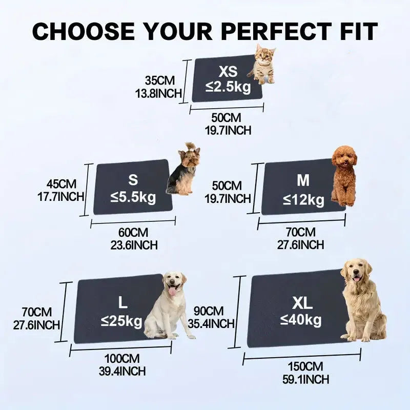 Pet Parents washable dog pee pads in grey and khaki colours, measuring 18x24 inches.