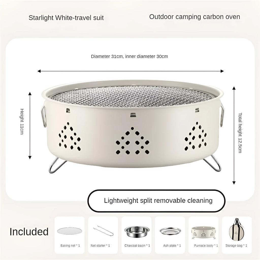 Portable stainless steel barbecue grill with detachable design for outdoor camping