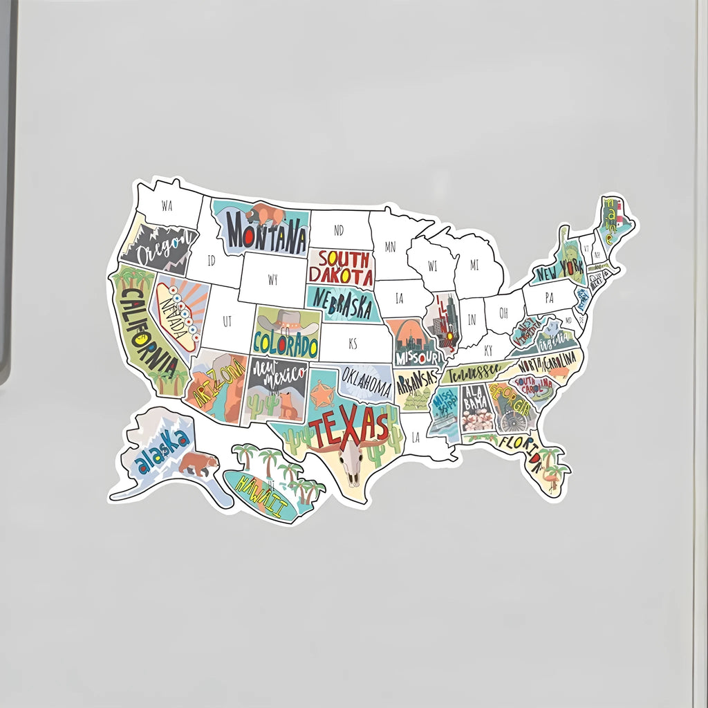 Travel car body sticker set showing adhesive letters with white background map design