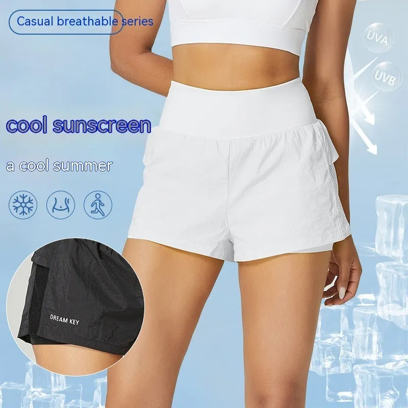 Women's loose fit cotton blend quick-drying sports shorts in multiple colour options