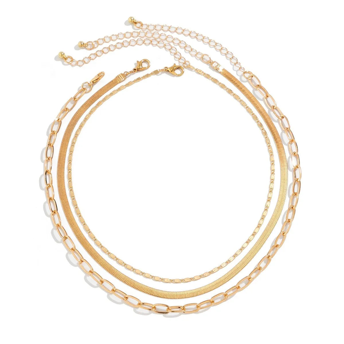 Women heart shape alloy snake bone chain contrast colour necklace with round elements gold silver finish