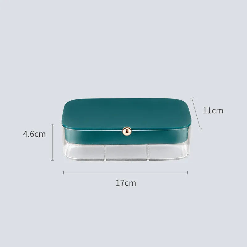 Modern minimalist jewelry storage box in green colour with multi-layer compartments