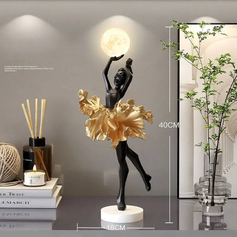 Art girl atmosphere modern USB night lamp in black gold, white, pink, or light blue colour.