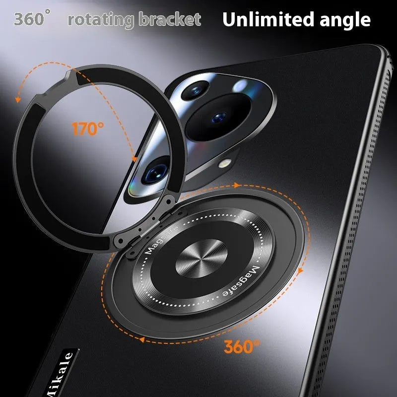 Graphite Black metal phone case with rotating bracket and magnetic suction for Huawei Mate 60