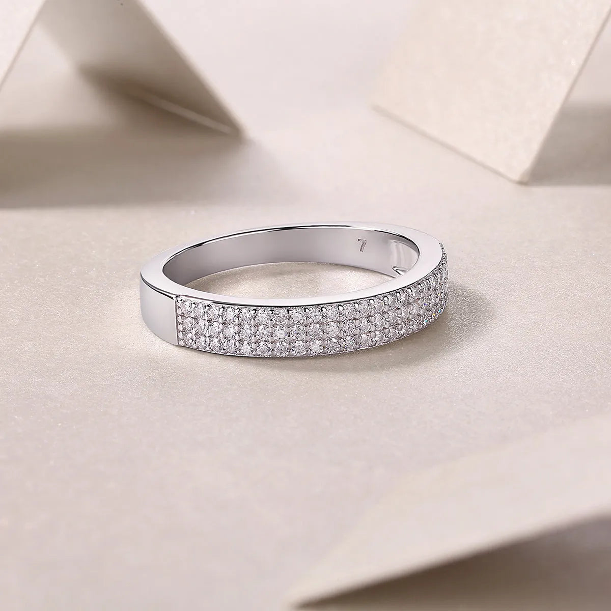 Wedding ring set with moissanite stone in S925 silver platinum plating gift box