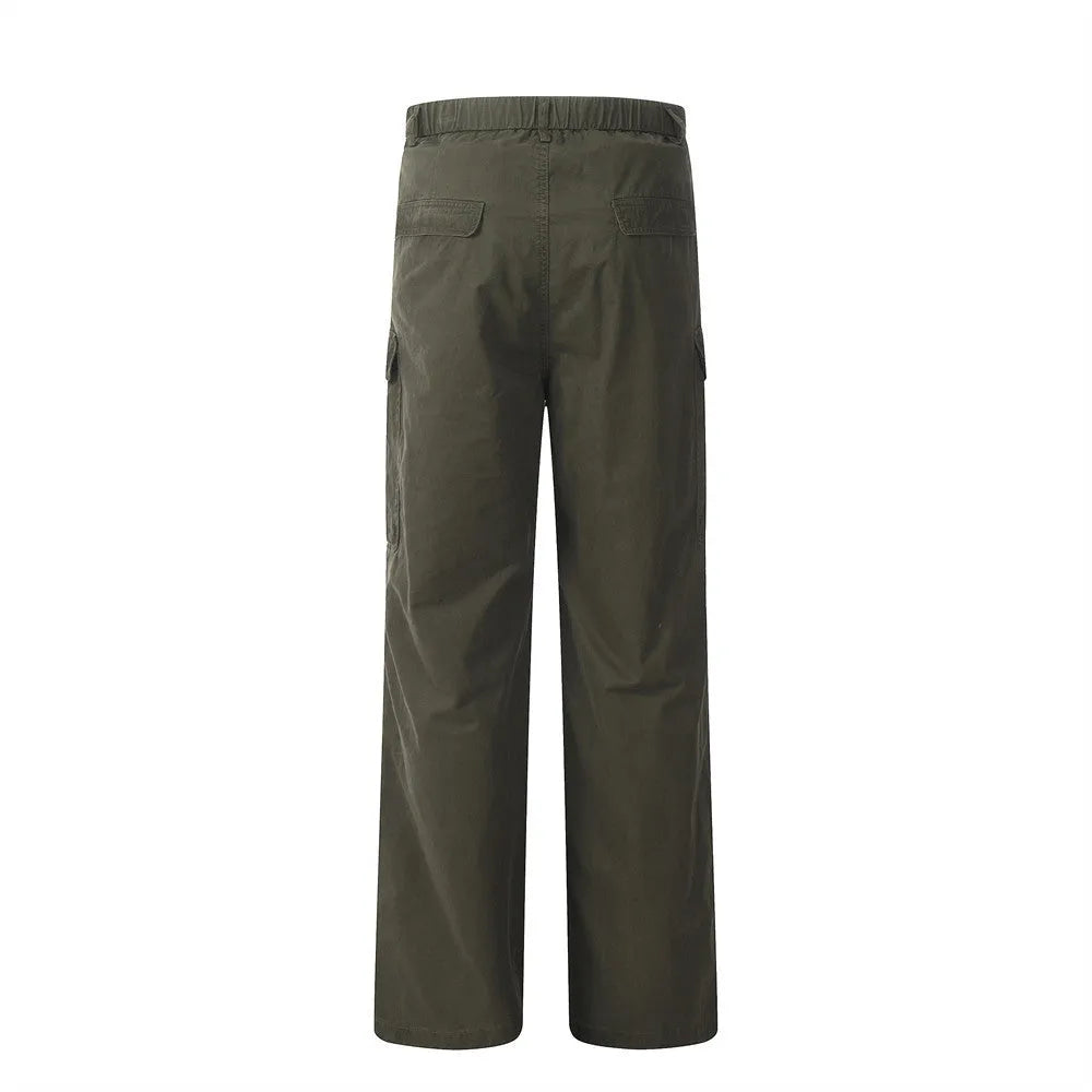 Cotton casual trousers for men solid colour gray side view
