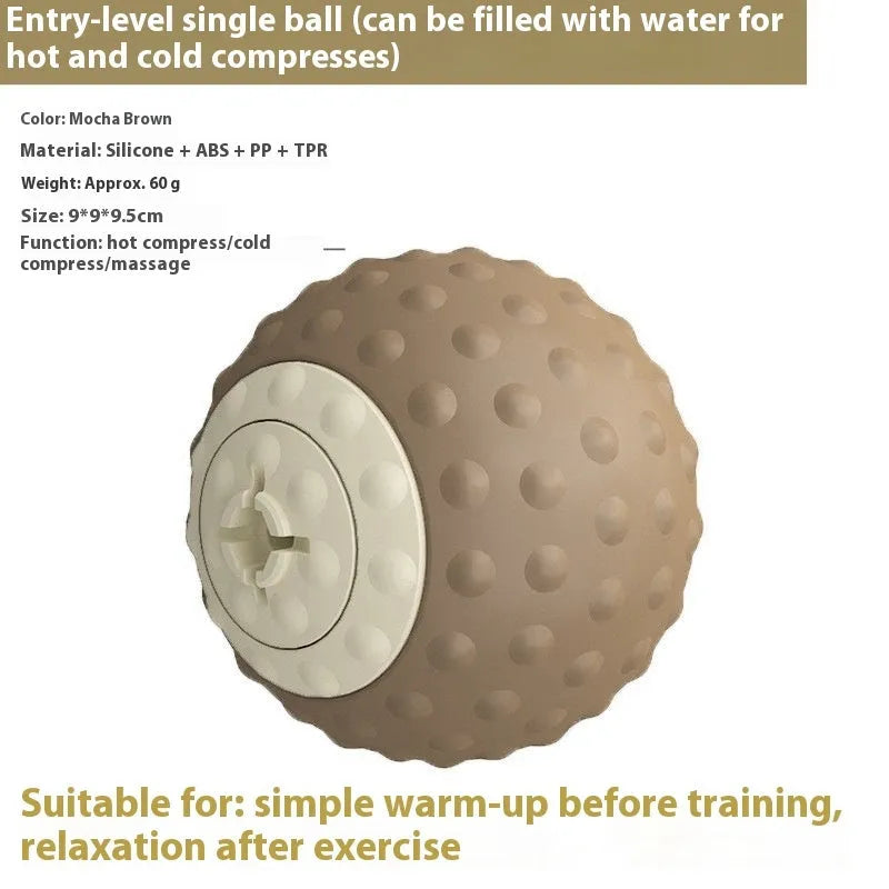 Massage ball cold hot compress tool in caramel mocha colour with double ball design for muscle relaxation