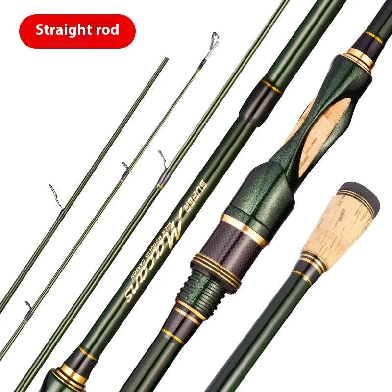 Telescopic carbon tossing luer sea fishing casting rod with straight handle or pikestaff in 1.83m 2.1m 2.4m lengths