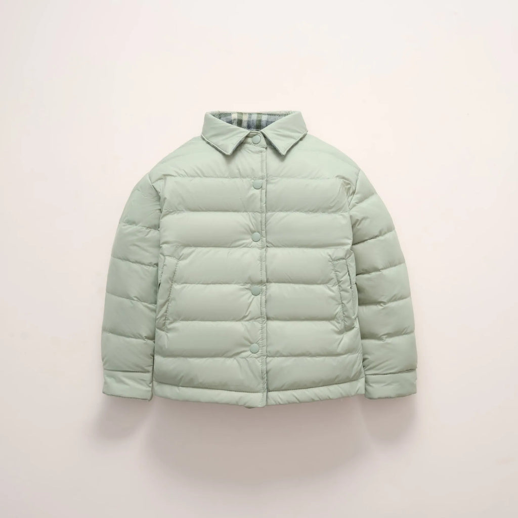 Children's lightweight reversible short jacket in yellow and light gray, polyester with nylon lining, available 90-160cm height
