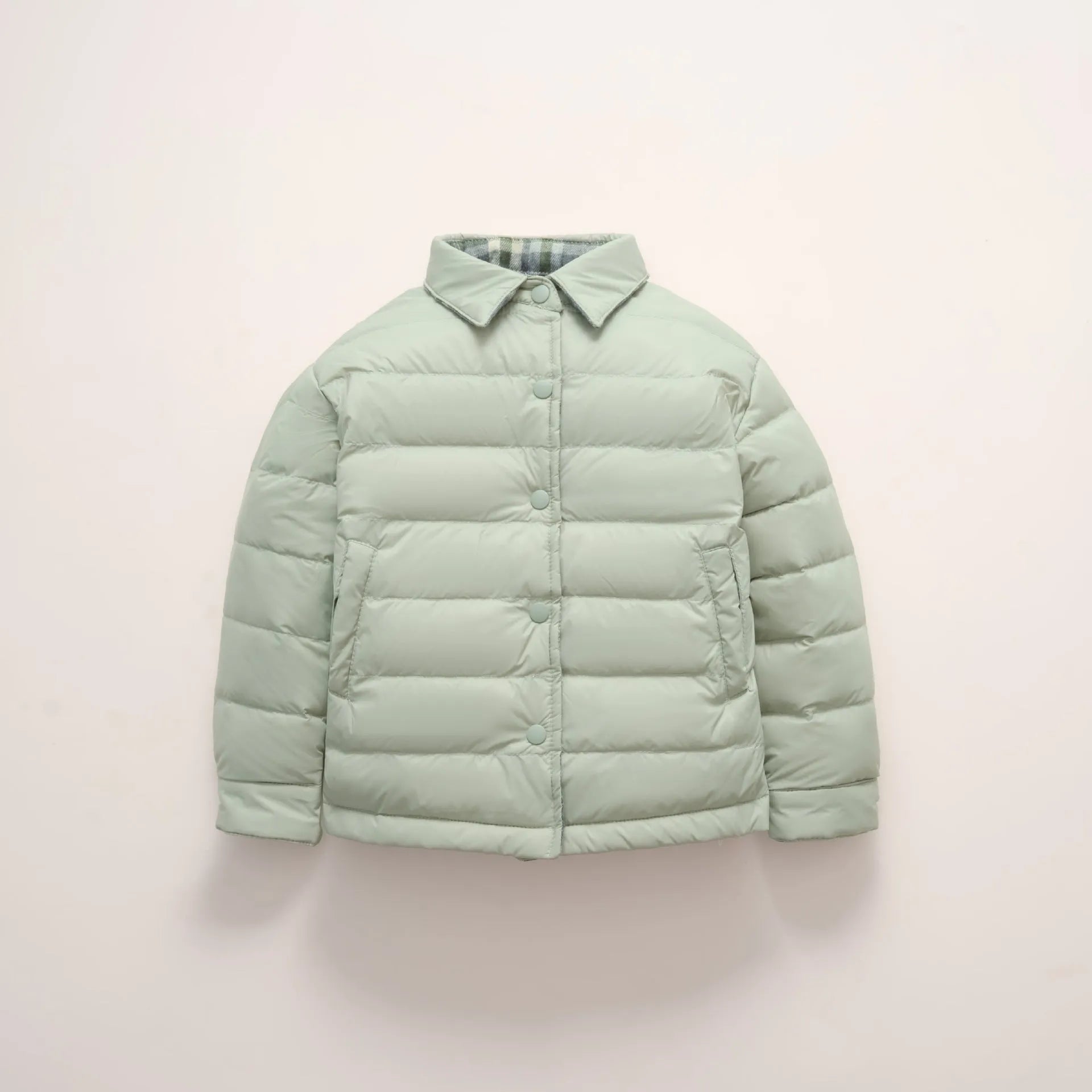 Children's lightweight reversible short jacket in yellow and light gray, polyester with nylon lining, available 90-160cm height