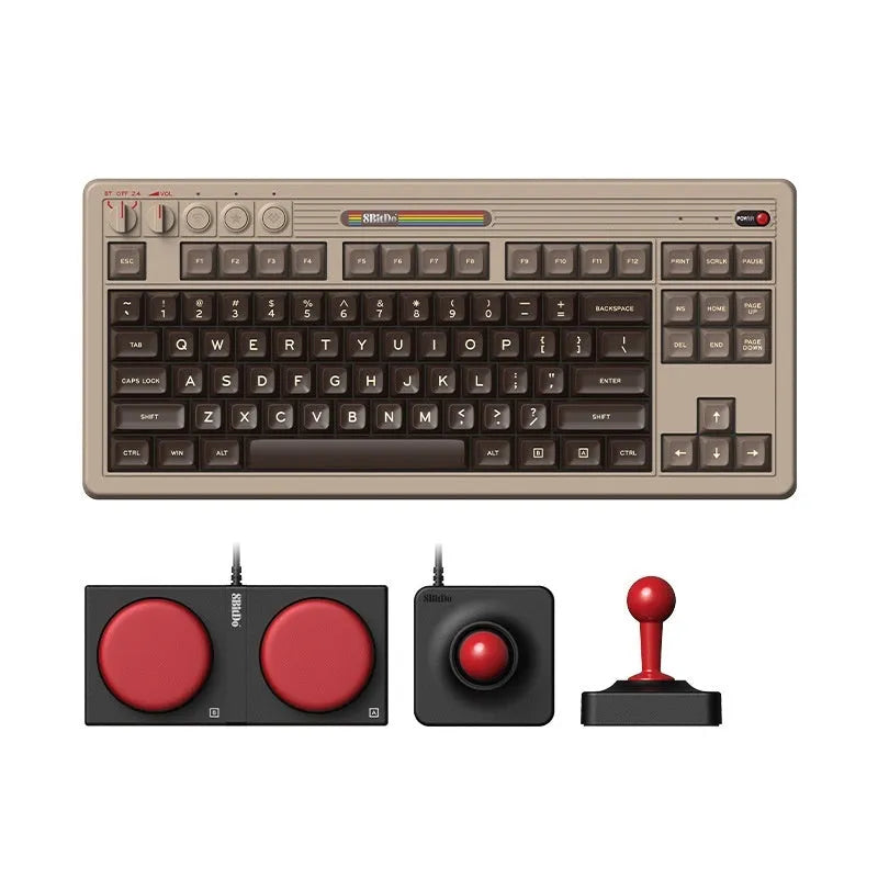 Retro C64 style wireless mechanical keyboard with Bluetooth connectivity
