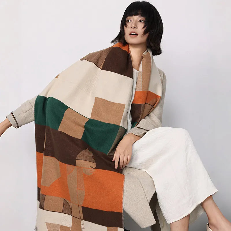 185x65cm European style autumn shawl scarf in imitation cashmere fabric showing colour options