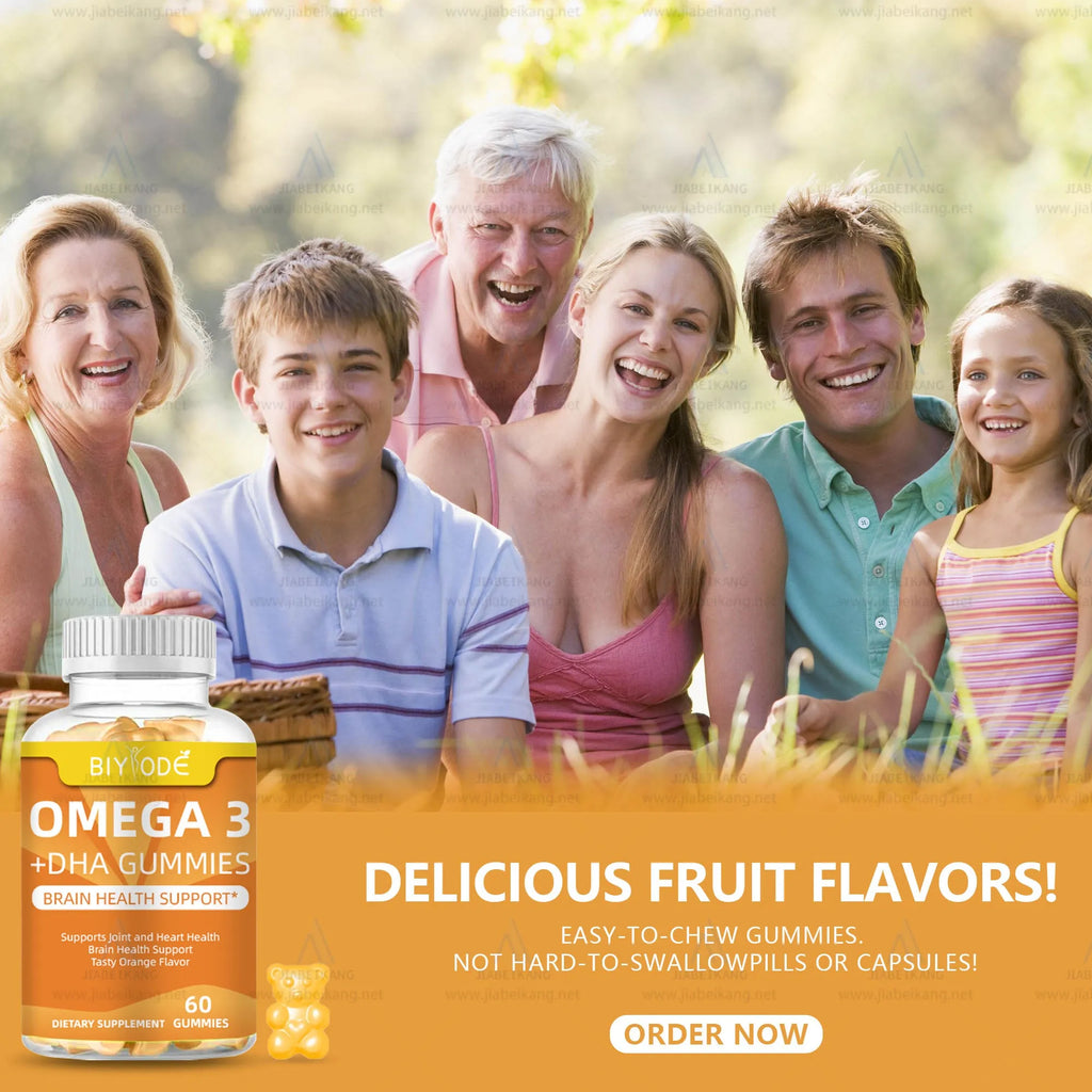 Bottle of DHA algae oil gummies for kids – plant-based brain support gummy candies