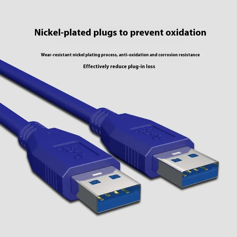 USB 3.0 public-to-public data cable for mobile hard disk boxes with nickel-plated connectors