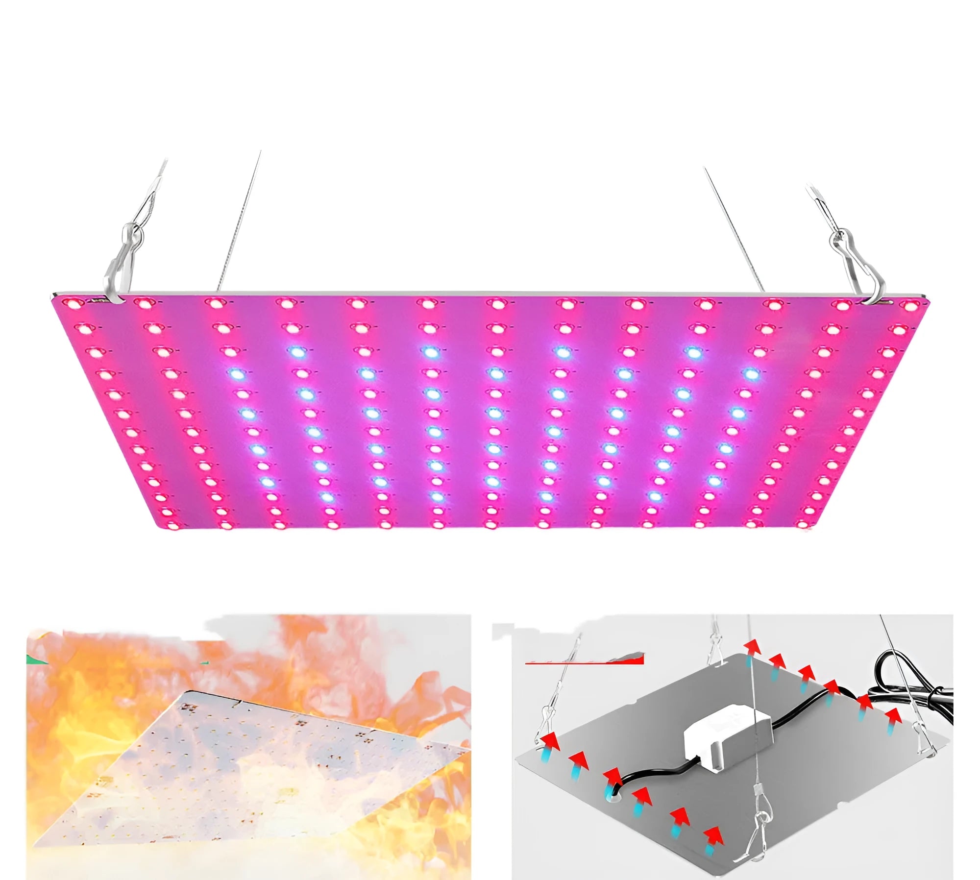 D-section aluminium LED plant grow light with hanging hook for indoor vegetable gardening