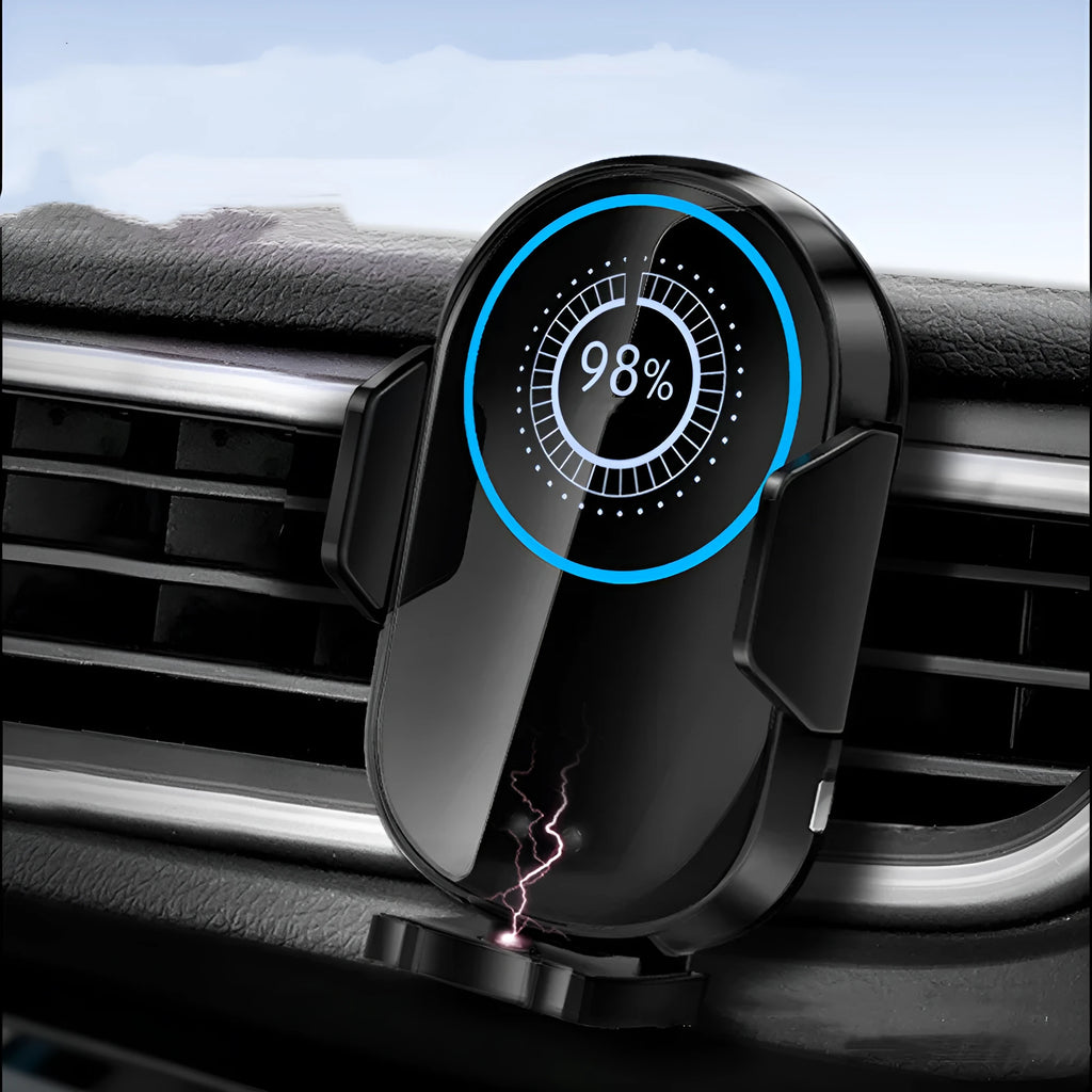 Black car wireless charger navigation bracket, snap-in mount, 113mm x 70mm x 96mm