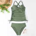 Women's nylon slim fit bikini set in high waist backless design for swimming sports