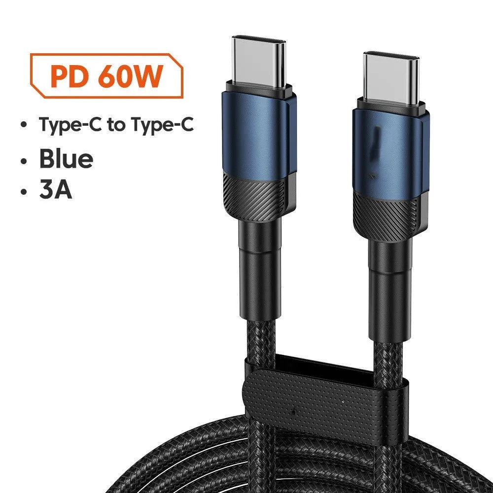 Toocki Haoyue black woven USB-C data cable with aluminium alloy connector, 100W PD fast charging