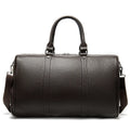 Men's black leather excursion tote bag with single strap