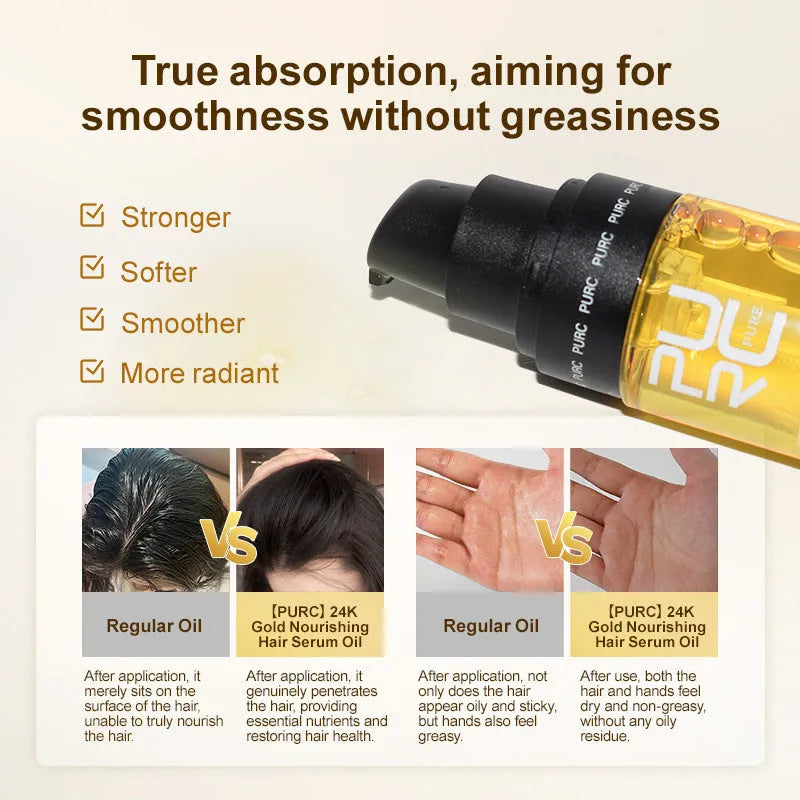 Yellow 50ml curly hair repair essential oil bottle for split end treatment and scalp care