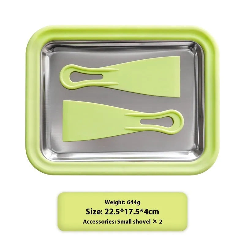 Children's handmade DIY fried yogurt machine in green colour with aluminium gasket construction
