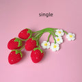Wool crochet woven strawberry pendant necklace measuring 35cm with knitted wool construction