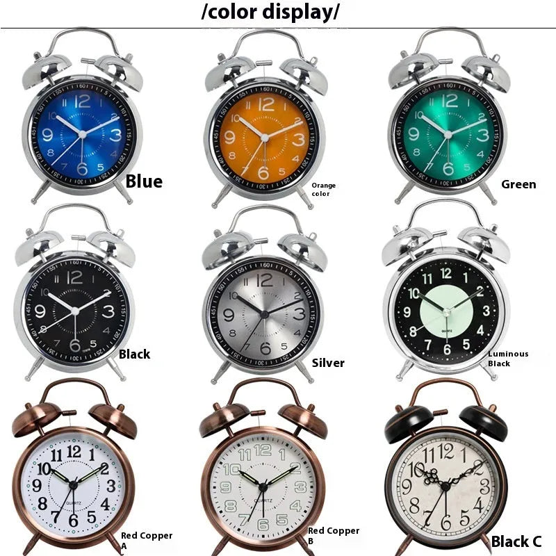 Mute creative luminous pointer quartz clock metal shell 5.5cm thick green colour