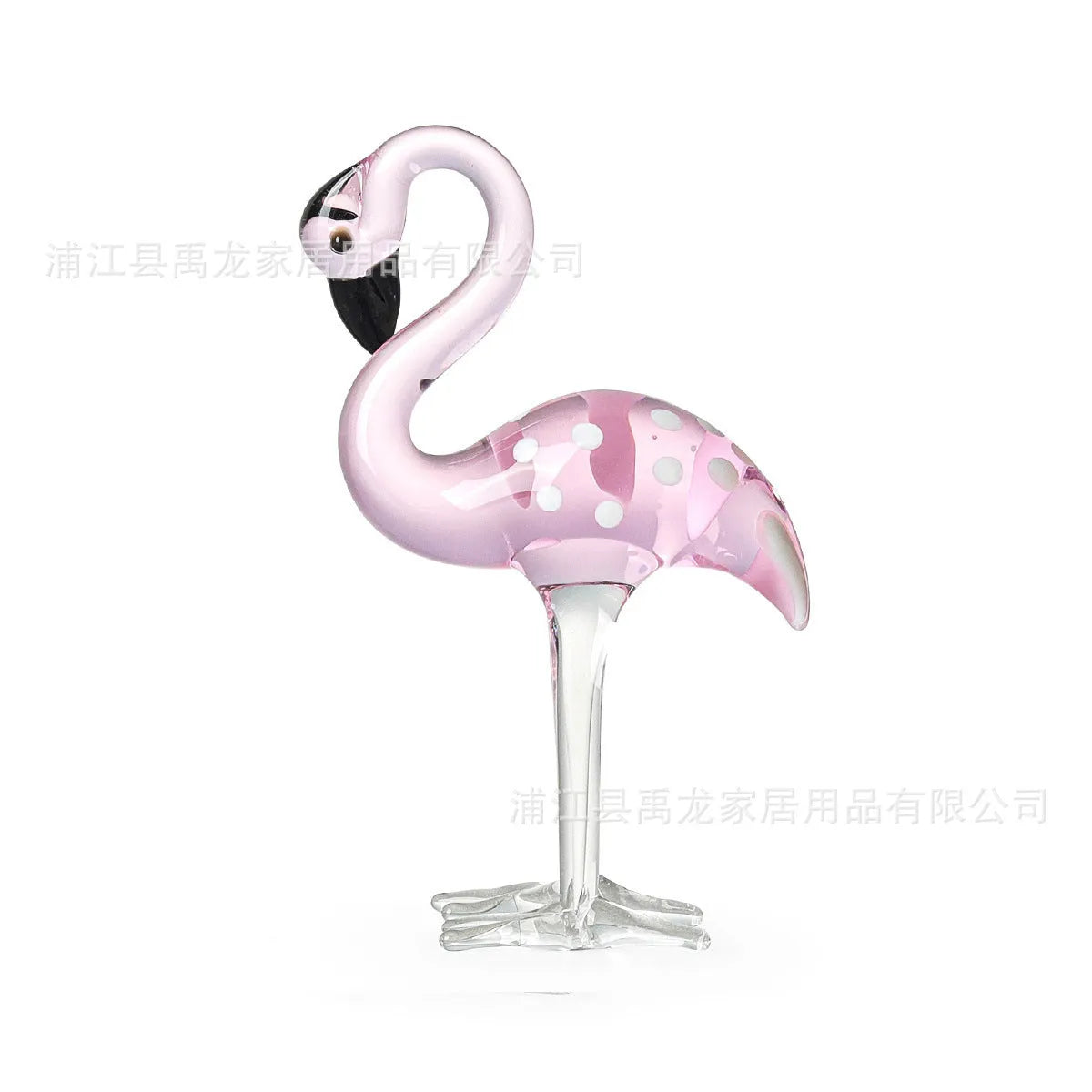 Pink flamingo crystal decorative ornament for home hall table display in modern simple style