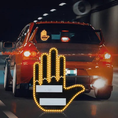 Black plastic LED gesture car light with remote control showing three-finger gesture