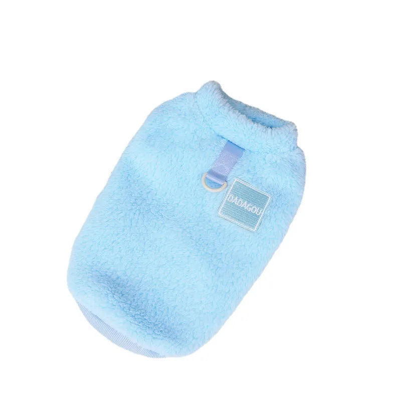 Coral fleece pet jacket for dogs and cats with five-colour pull ring detail