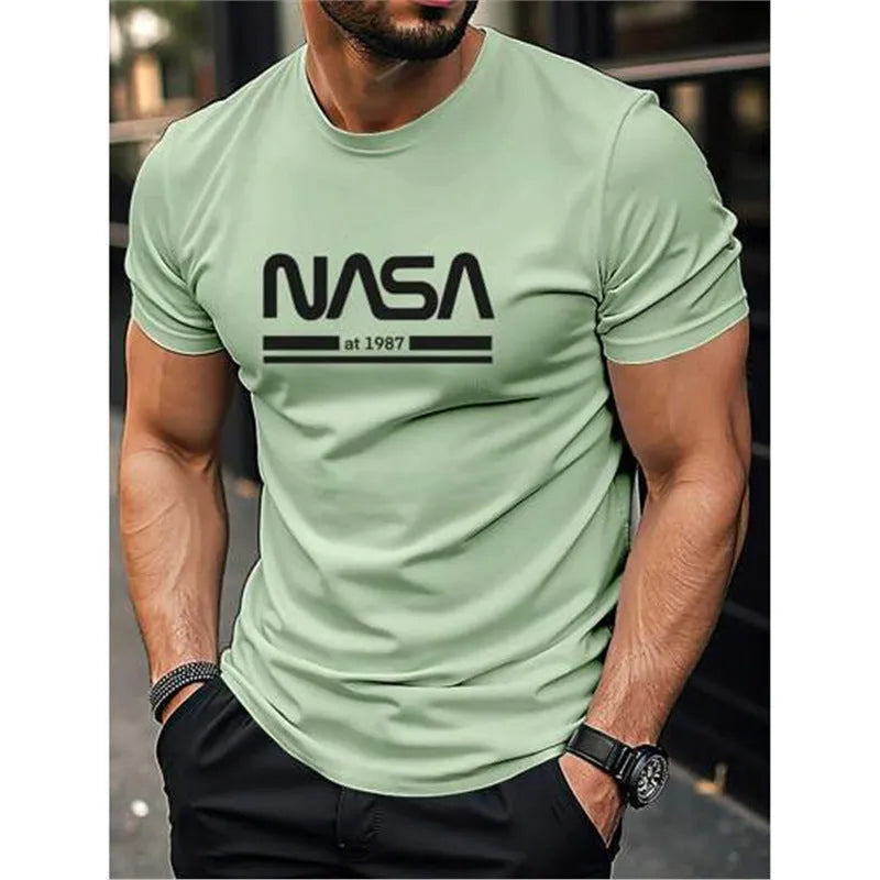 Men's slim-fit printed cotton short sleeve t-shirt shown in multiple colour options