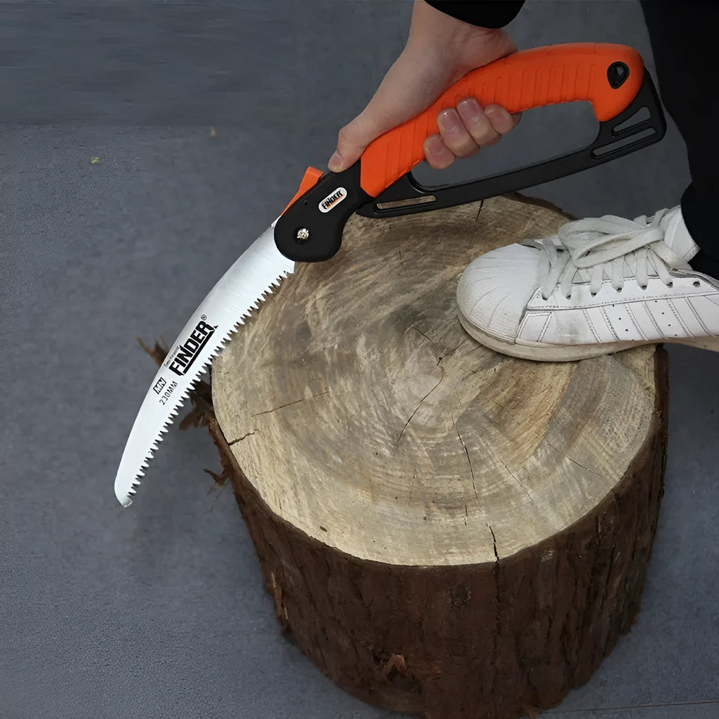 9-inch folding garden saw with TPR grip and extended 65MN steel blade