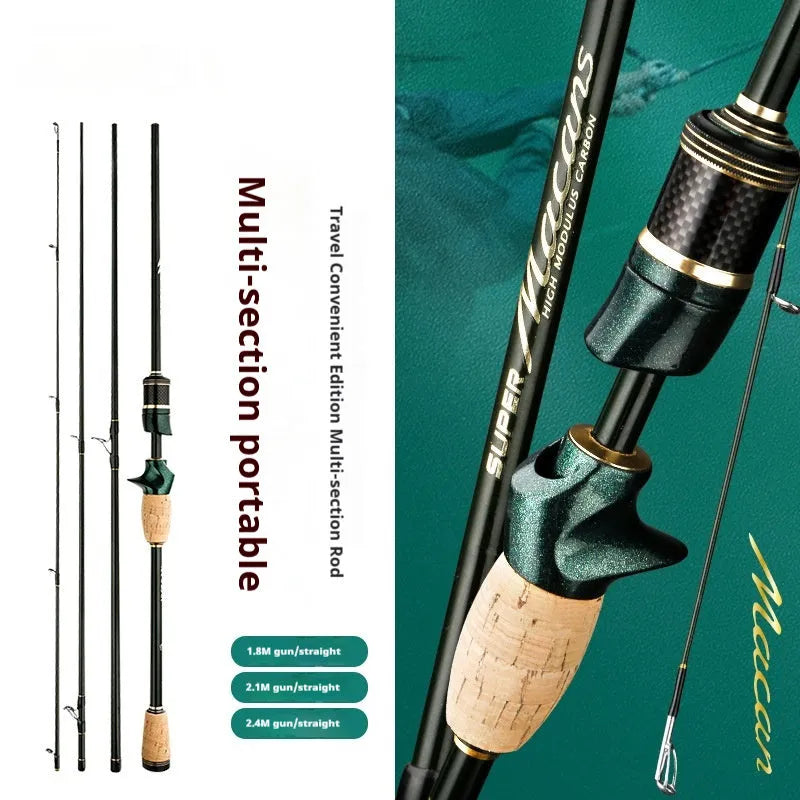 Telescopic carbon tossing luer sea fishing casting rod with straight handle or pikestaff in 1.83m 2.1m 2.4m lengths