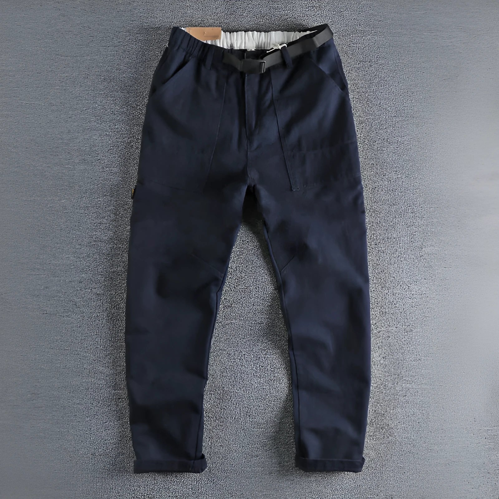 NI buckle belt work trousers with 3D cutting in khaki or dark blue cotton fabric
