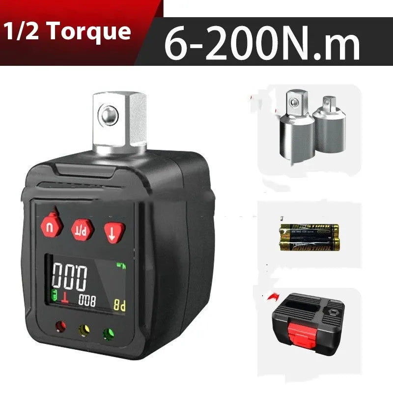 Digital torque meter with 1/2 inch drive and 200 Nm capacity three-piece torque wrench set